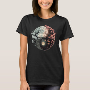 Taoismus Yin Yang Cherry Blossom auf Taijitu Yin Y T-Shirt