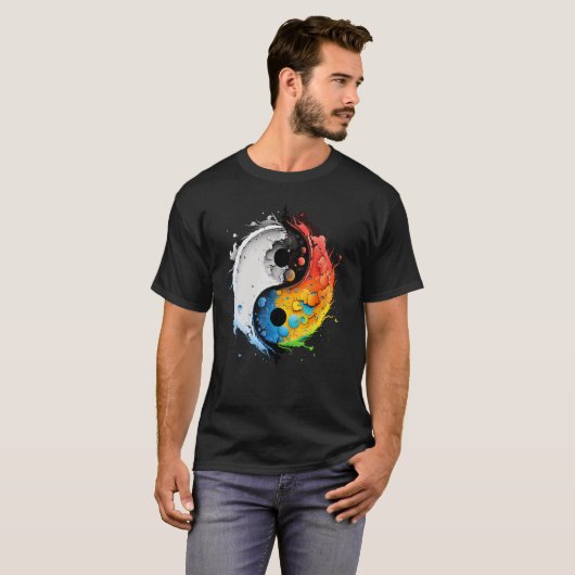 Taoismus Yin Yang Splash über Zen Taijitu Yin T-Shirt (Vorne ganz)