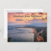 Taormina bei der Abendkarte Postkarte (Vorne/Hinten)