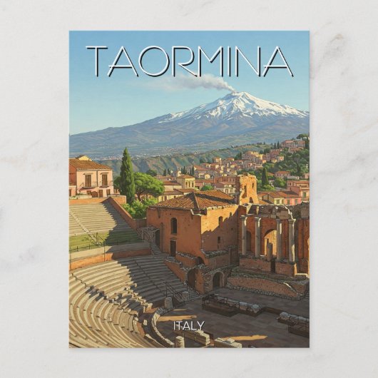 Taormina Italien Monte Etna Postkarte (Vorderseite)