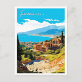 Taormina Italien Vintage Reise Illustration Postkarte (Vorderseite)