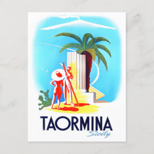 Taormina Sicily Italien Vintage Postkarte