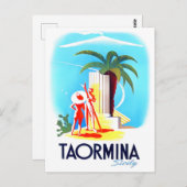 Taormina Sicily Italien Vintage Postkarte (Vorne/Hinten)