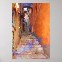 Taormina Sicily Italy Narrow Street Steps Malerei