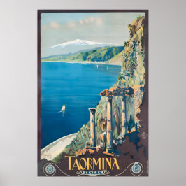 Taormina Sizilien Italien Vintage Reiseposter Poster