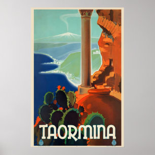 Taormina Sizilien Italien Vintage-Reiseposter Poster