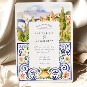 Taormina Sizilien & Italienisch Tile Wasserfarbenh Einladung