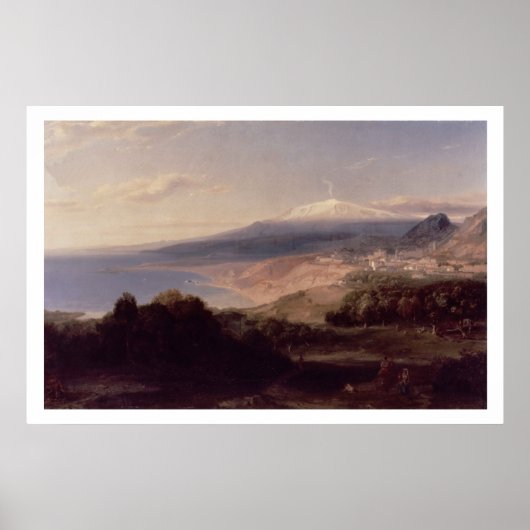 Taormina und Ätna, c.1840 (Öl auf Leinwand) Poster (Vorne)