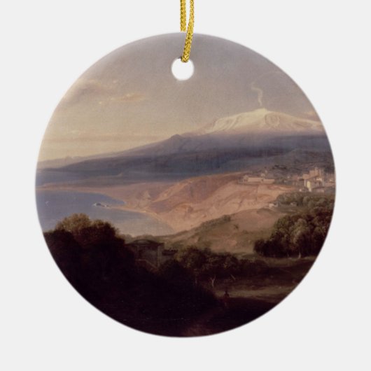 Taormina und der Ätna, c.1840 (Öl auf Leinwand) Keramik Ornament (Vorne)