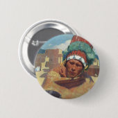 Taos Indian Hola Water Jug by Blumenschein Button (Vorne & Hinten)