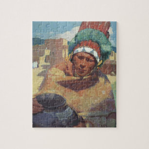 Taos Indian Holding a Water Jug von Blumenschein Puzzle