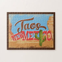 Taos New Mexico Cartoon Desert Vintage Travel