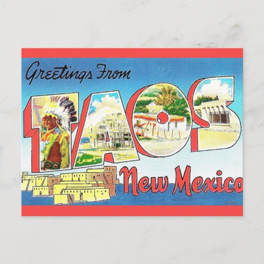 Taos New Mexico Gruß Postkarte (Vorderseite)