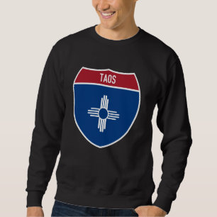 Taos New Mexico Karte Highway Interstate Sign Souv Sweatshirt