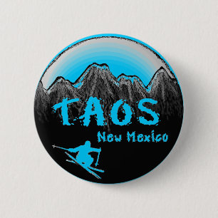 Taos New Mexico künstlerischer Skifahrer Button
