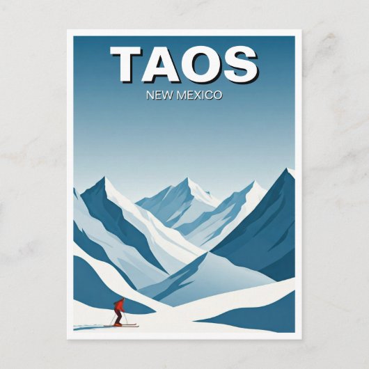 Taos New Mexico Skifahrer Reisen Postkarte (Vorderseite)