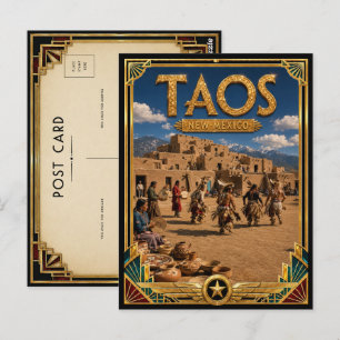 Taos New Mexico Vintage Art Deco Golden Age Postkarte