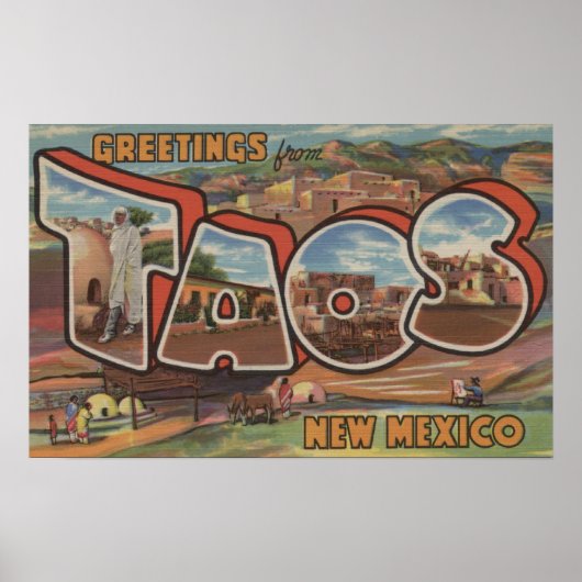 Taos, New MexicoGroße BuchstabenszenenTaos, NM Poster (Vorne)