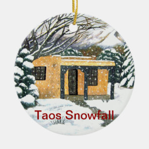 Taos, New Mexiko-Schneefälle Keramikornament