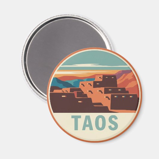 Taos Pueblo New Mexico Magnet (Vorderseite/Rückseite)