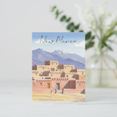 Taos Pueblo New Mexico Wassercolor Postkarte (Stehend Vorderseite)