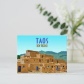 Taos Pueblos New Mexico Vintag Flat Card (Stehend Vorderseite)