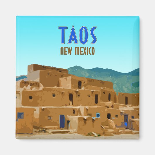 Taos Pueblos New Mexico Vintag Magnet (Vorne)