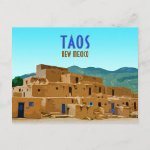 Taos Pueblos New Mexico Vintag Postkarte
