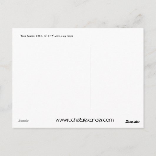 "Taos Tänzer" durch Ruchell Alexander Postkarte (Rückseite)