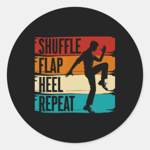 Tap-Tanz, Shuffle Flap Heel Repeat, Tap-Tänzer Runder Aufkleber