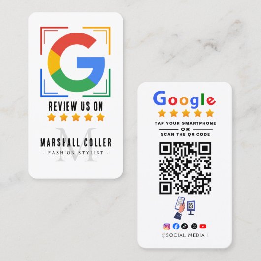 Tap to Review Google Review QR Code Google Ratings Visitenkarte (Vorne/Hinten)