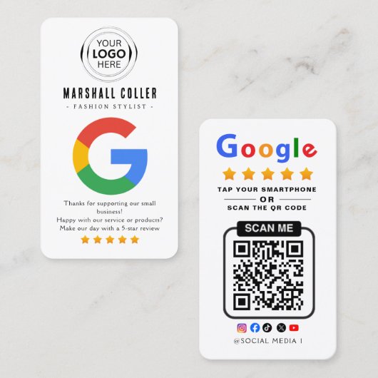 Tap to Review Google Review QR Code Google Ratings Visitenkarte (Vorne/Hinten)