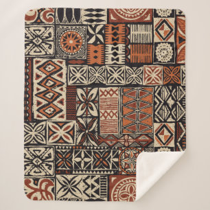 Tapa-Tribal im hawaiianischen Stil, abstrakter Pat Sherpadecke