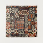Tapa-Tribal im hawaiianischen Stil, abstrakter Pat Wandteppich (Vorderseite (Horizontal))