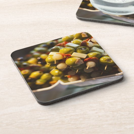 Tapas aus gestopften Oliven Getränkeuntersetzer (Linke Seite)