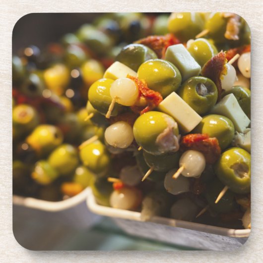 Tapas aus gestopften Oliven Getränkeuntersetzer (Vorderseite)