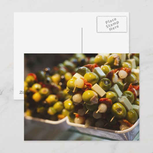 Tapas aus gestopften Oliven Postkarte (Vorne/Hinten)