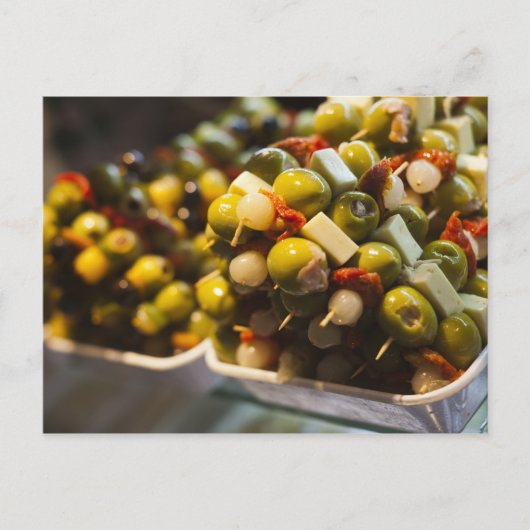 Tapas aus gestopften Oliven Postkarte (Vorderseite)