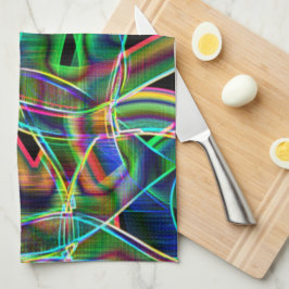 Tape-ähnliche Kurven, bunter Neon, Überlappung der Geschirrtuch