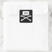 Tape & Crossbones Music Pirate Zuhause Tape Quadratischer Aufkleber (Tasche)