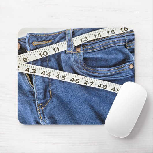 Tape Measure on Blue Jeans Mousepad (Mit Mouse)