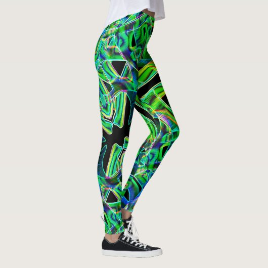 Tapeähnliche Kurven, farbige und grüne Neon oder R Leggings (Rechts)