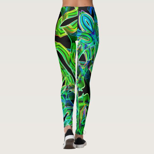 Tapeähnliche Kurven, farbige und grüne Neon oder R Leggings (Rückseite)