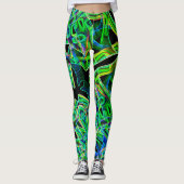 Tapeähnliche Kurven, farbige und grüne Neon oder R Leggings (Vorderseite)