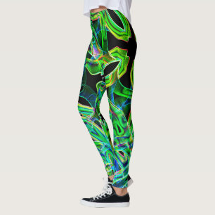 Tapeähnliche Kurven, farbige und grüne Neon oder R Leggings