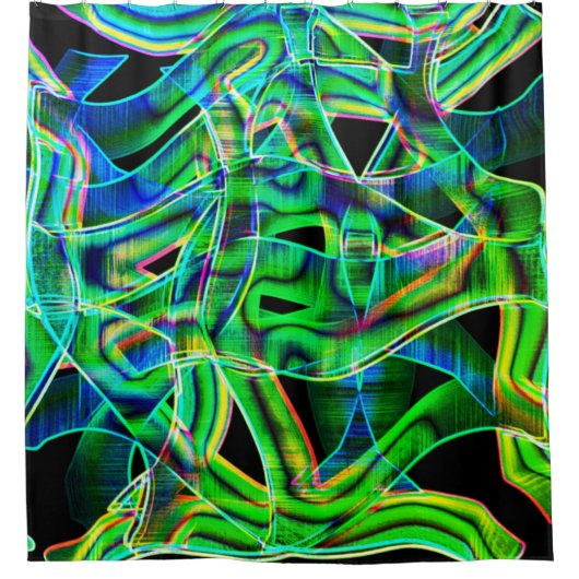 Tapeähnliche Kurven, farbige und grüne Reliefs ode Duschvorhang (Vorderseite)