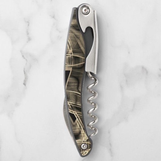 Tapeähnliche Kurven, khaki- oder beigefarbene Lini Kellnermesser (Rückseite)