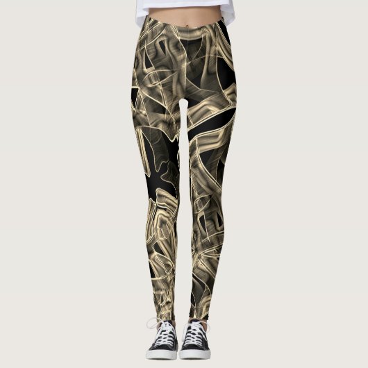 Tapeähnliche Kurven, khaki- oder beigefarbene Lini Leggings (Vorderseite)