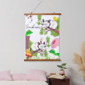 Tapestries Possum Frosch Chicks floral Wandteppich Mit Holzrahmen (Schlafzimmer)