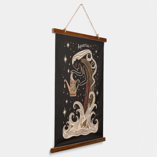 Tapestry Aquarius Celestial Zodiac Art Wandteppich Mit Holzrahmen (Gewinkelt)